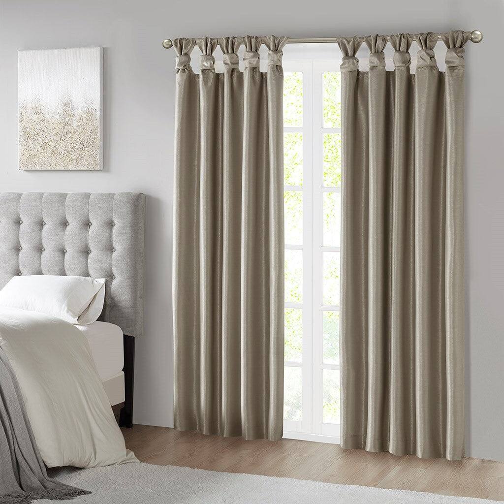 Front. BreeBe - Twist Tab Total Blackout Window Curtain Panel Pewter 50x95' Blackout - Pewter.