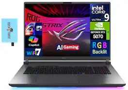 ASUS - ROG Strix G18 Laptop 18 WQXGA Display (Ultra 9- 275HX, 32GB, 2TB SSD, GeForce RTX 5070, Win 11 Pro) w/USB Hub - Gray