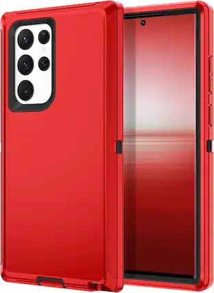 Front. Entronix - Entronix Galaxy S22 Ultra Case - Ultimate Triple-Layer Protection - Red.
