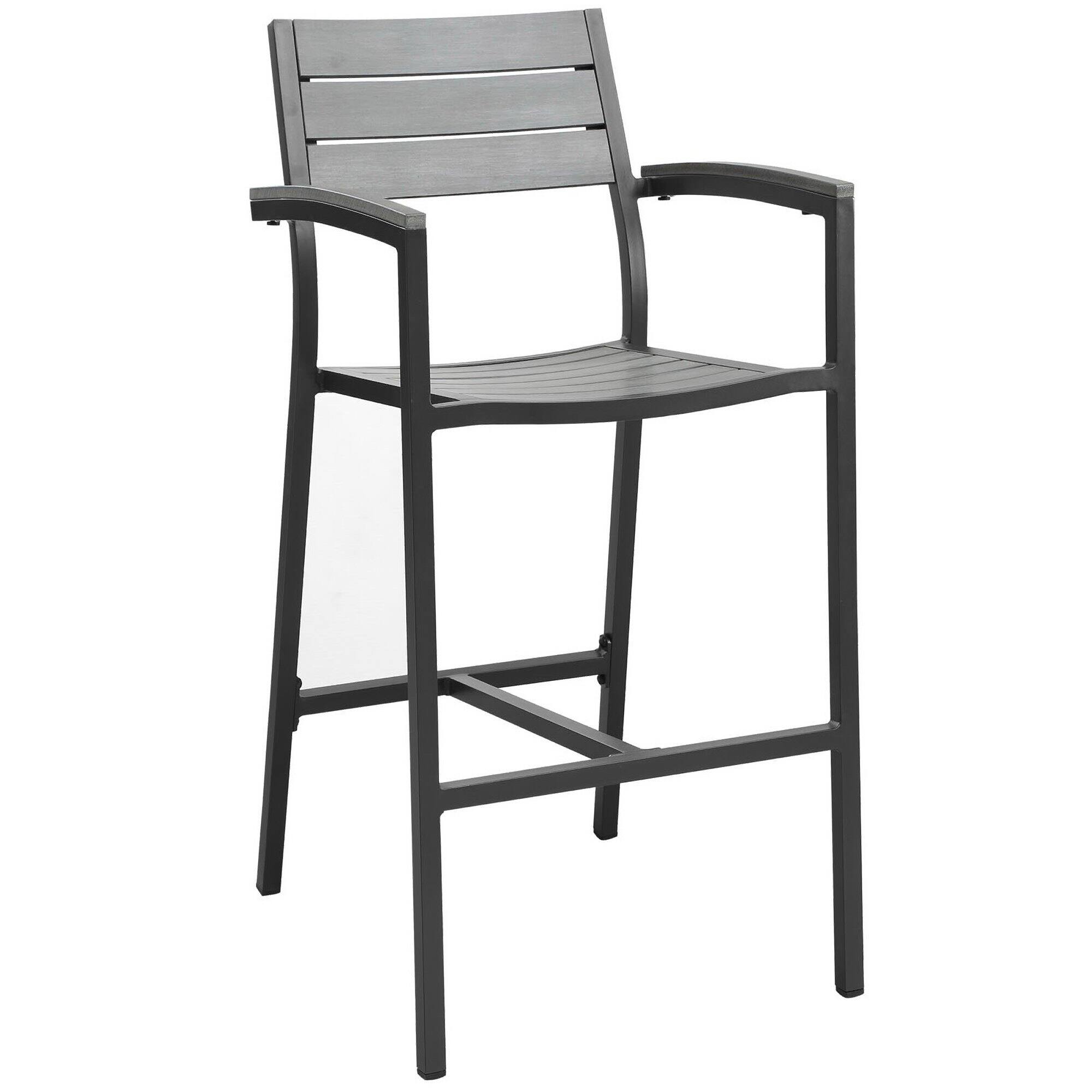 Angle. Modway - Maine Outdoor Patio Bar Stool Set of 2 by Modway - Brown Gray.