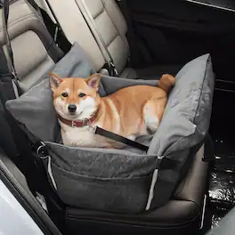 wowmax - Small/Medium Dog Car Seat (40lbs) - Elevated Booster w/Safety Belt, Non-Slip Base & Storage Pockets, 30" - Gray