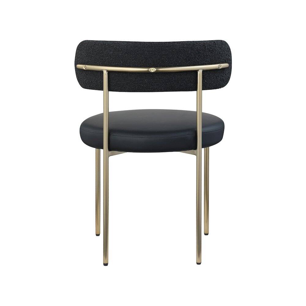 Alt View 1. Meridian Furniture - Beacon Black Vegan Leather and Boucle Fabric Dining Chair, Set of 2 - Black.