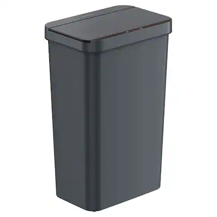 Front. iTouchless - 13.2 Gallon Plastic Sensor Kitchen Trash Can - Gray.