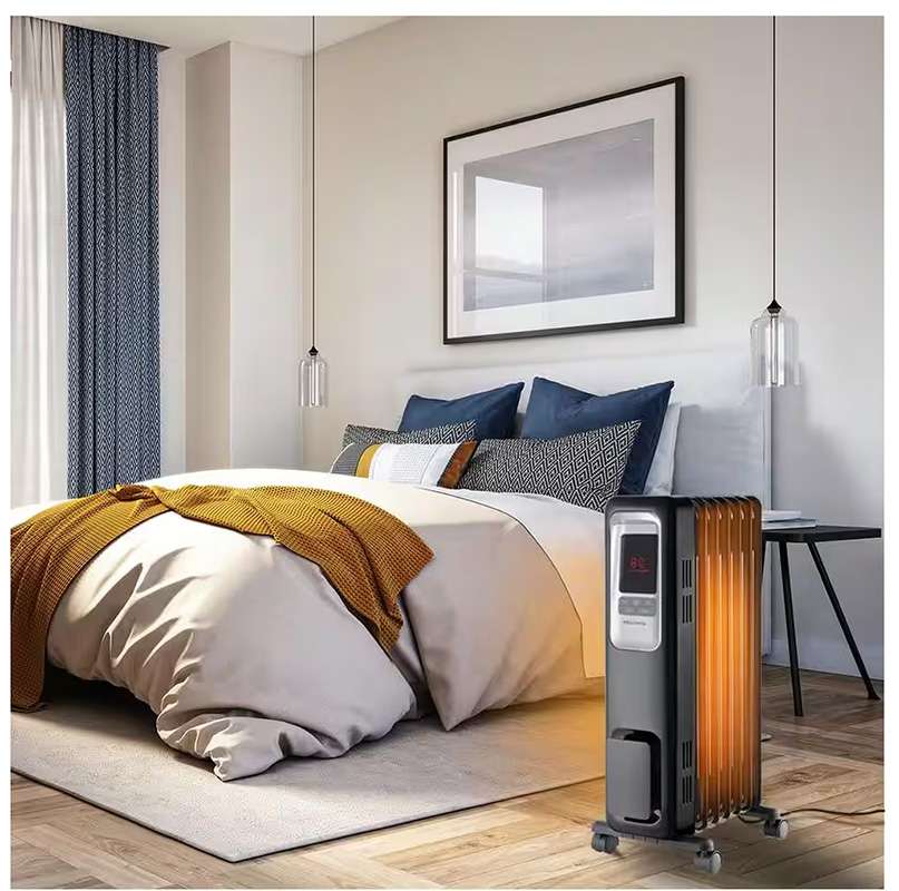 Back. Pelonis - Pelonis Electric Oil-Filled Radiant Thermostat Heater With Remote Control Black - Black.