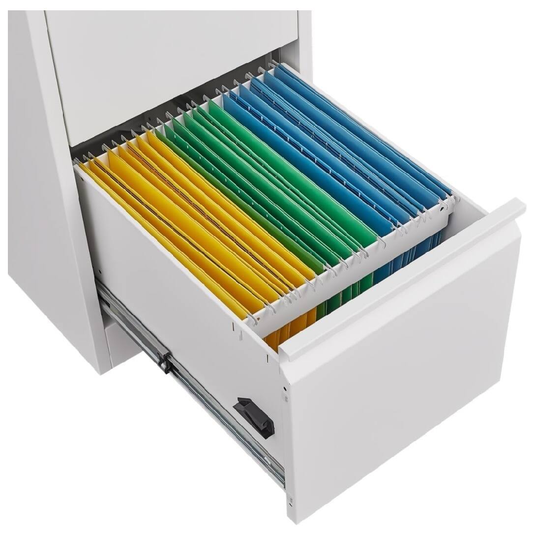 Alt View 1. GARVEE - 4 Drawer File Cabinet with Lock, Vertical File Cabinets for Home Office - White.