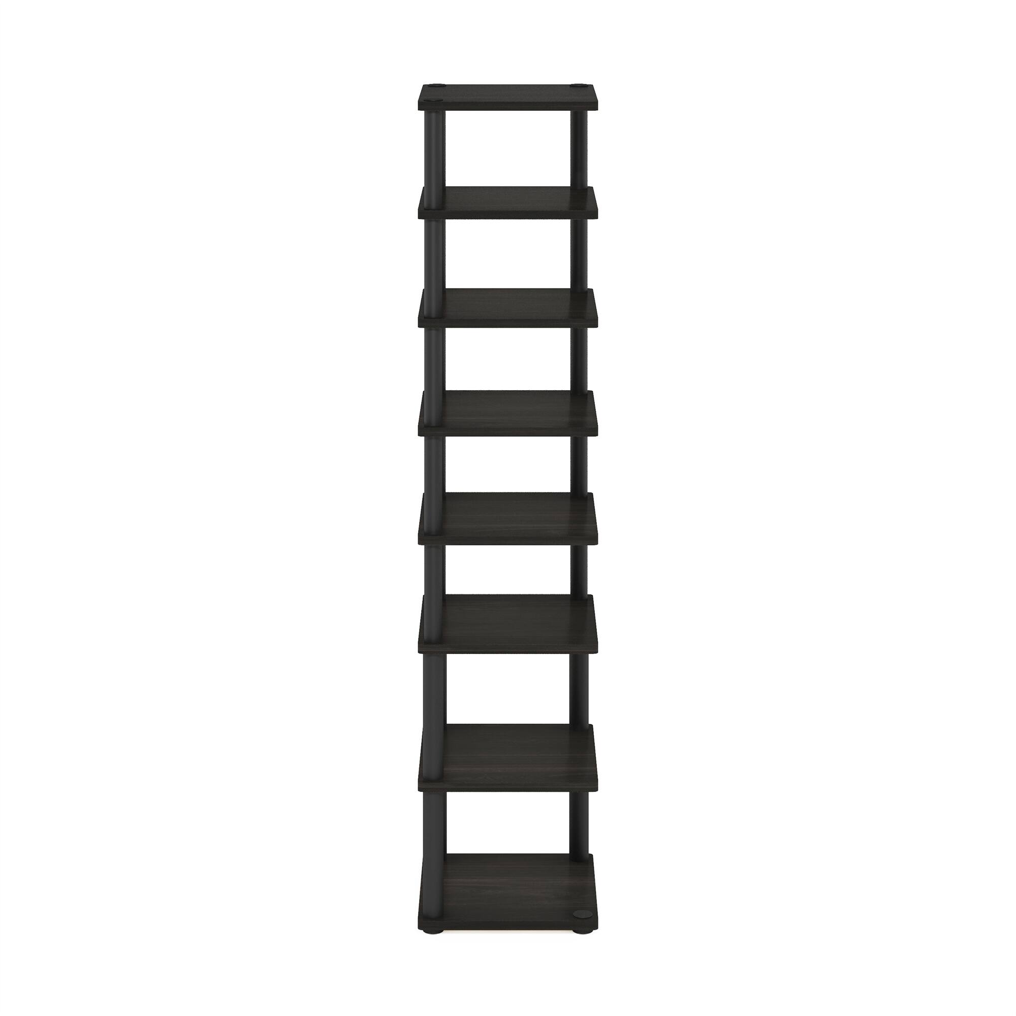 Alt View 2. Furinno - Turn-N-Tube 8-Tier Vertical Space Saving Free Standing Shoe Tower, Shoe Rack for Closet Entryway - Espresso/Black.