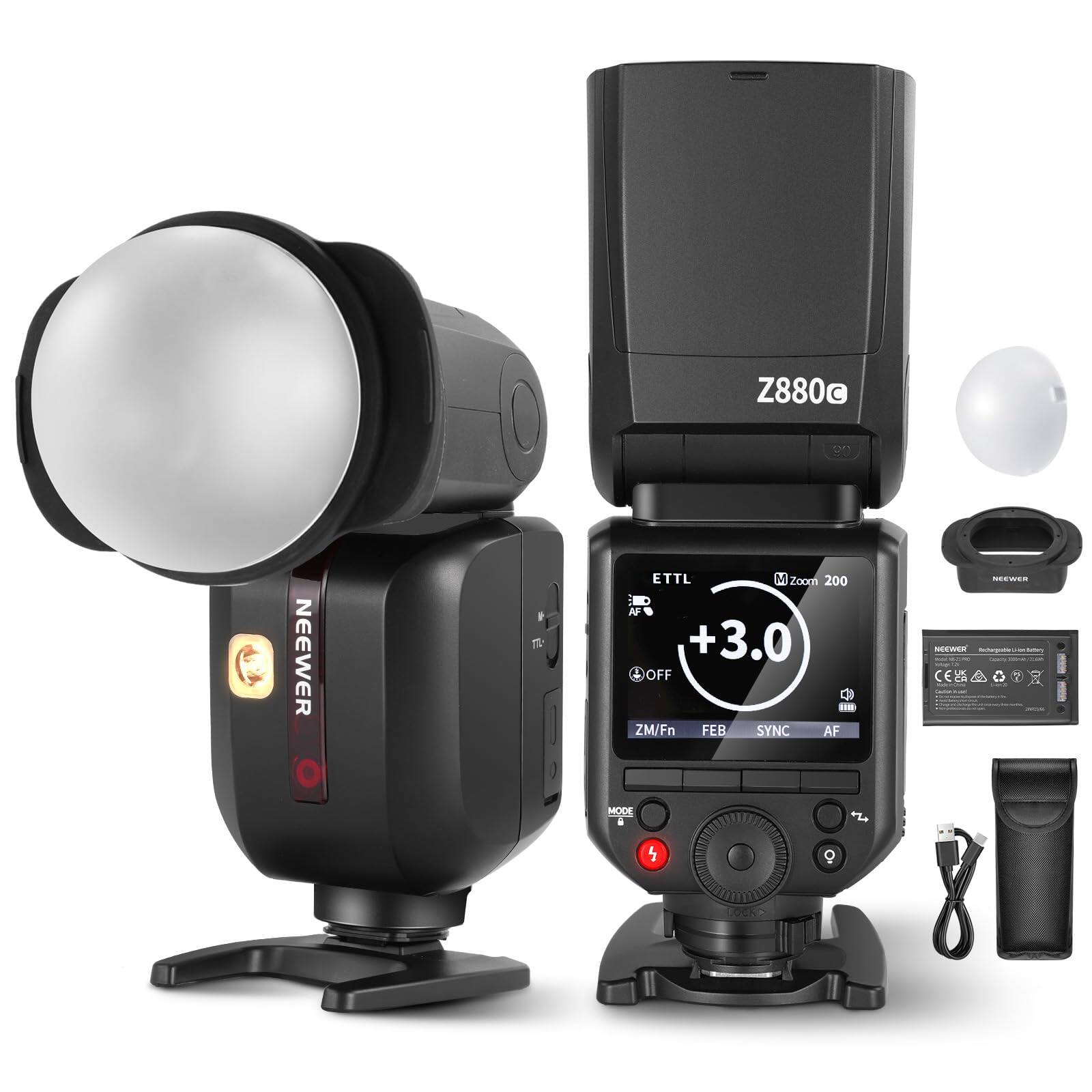 Z880c D0 NEEWER E TTL M Zoom 200 AF + +3.0 a OFF - ZM/Fn FEB SYNC AF MODE L NEWWER CE