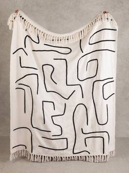 GAURI KOHLI - Slovenia Throw Blanket - Shades of ivory and black