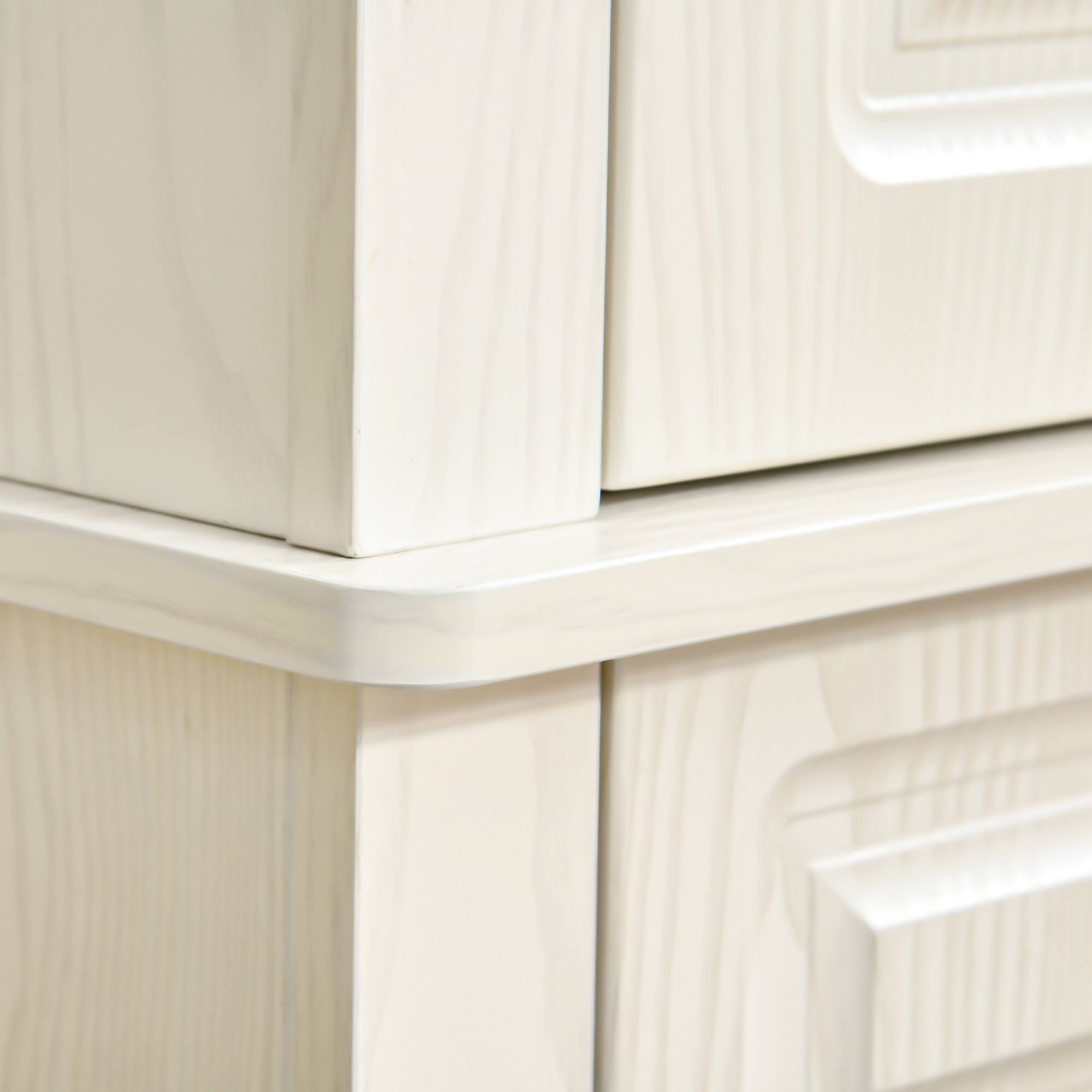 Alt View 8. Homcom - 71" Freestanding Kitchen Pantry Cabinet, Tall Storage Cabinet with 4 Doors and Drawer for Dining Room, Distressed White - Distressed White.