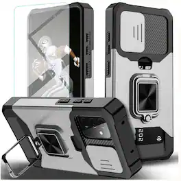 Kitcheniva - Shockproof Case with Camera Cover + Tempered Glass for Samsung Galaxy A17 5G - Silver