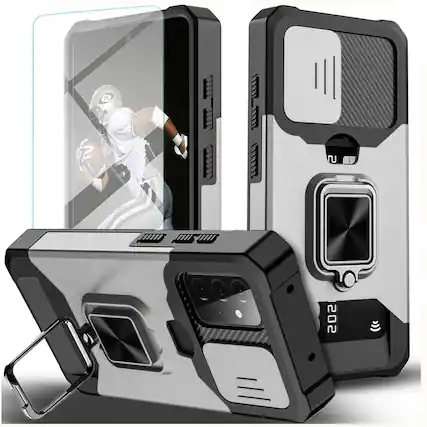 Front. Kitcheniva - Shockproof Case with Camera Cover for Samsung Galaxy A17 5G Case Only Silver - Silver.