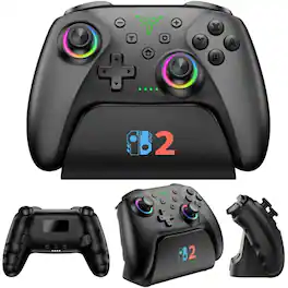 Kitcheniva - Wireless Bluetooth Controller For Android/iOS,Nintendo Switch And Charging Dock - Black