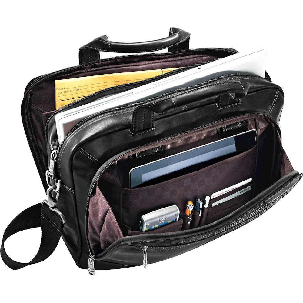 Best Buy: Samsonite Colombian Leather Laptop Briefcase Black 50791-1041