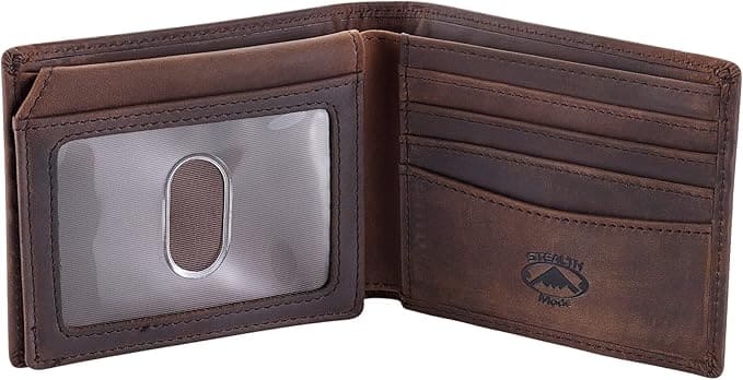 Vulpecula Spade - Leather Bifold Wallet for Men With ID Window and RFID Blocking - Brown