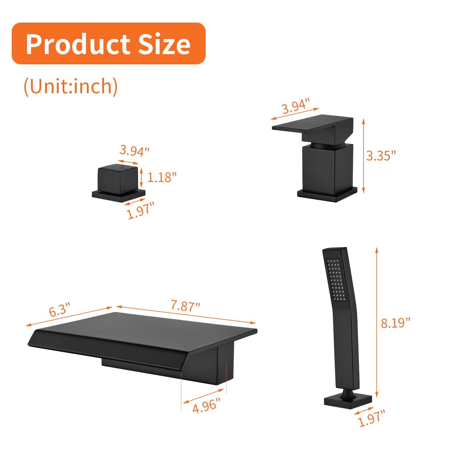 Product Size (Unit: inch)

- 3.94" x 3.94" x 1.18"
- 3.35" x 1.97"
- 6.3" x 7.87" x 4.96"
- 8.19" x 1.97"
