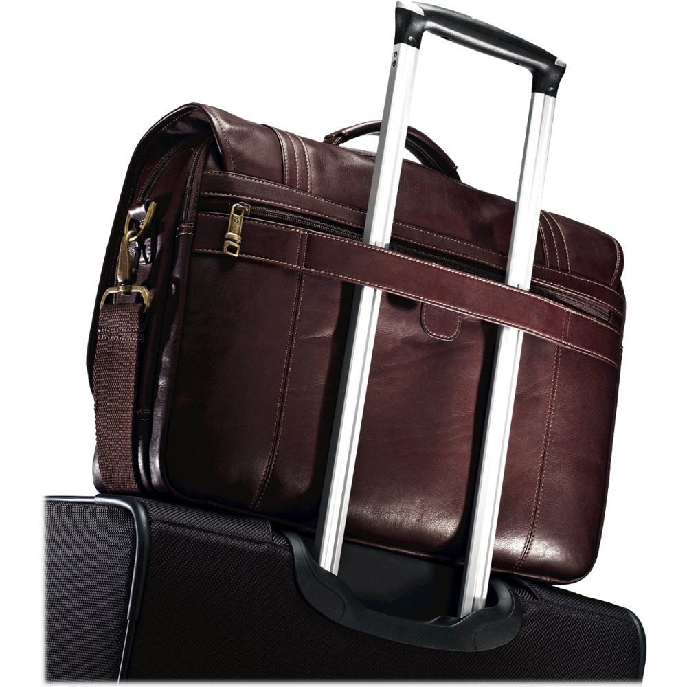 Best Buy: Samsonite Colombian Leather Flapover Laptop Briefcase Brown ...