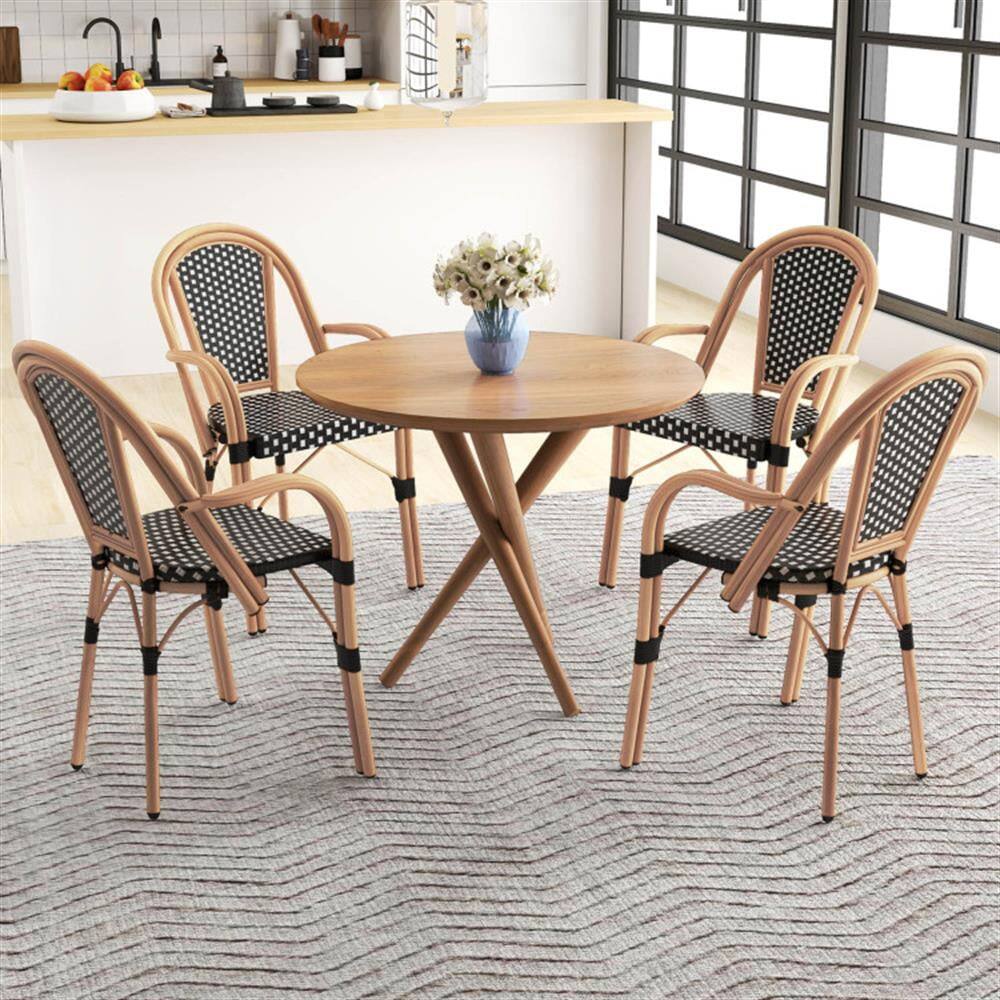 Alt View 4. Kadyn - 4 Piece Patio Dining Chairs Large Outdoor Chairs with Breathable Seat and Metal Frame-Coffee, Patio Dining Chairs - Brown.