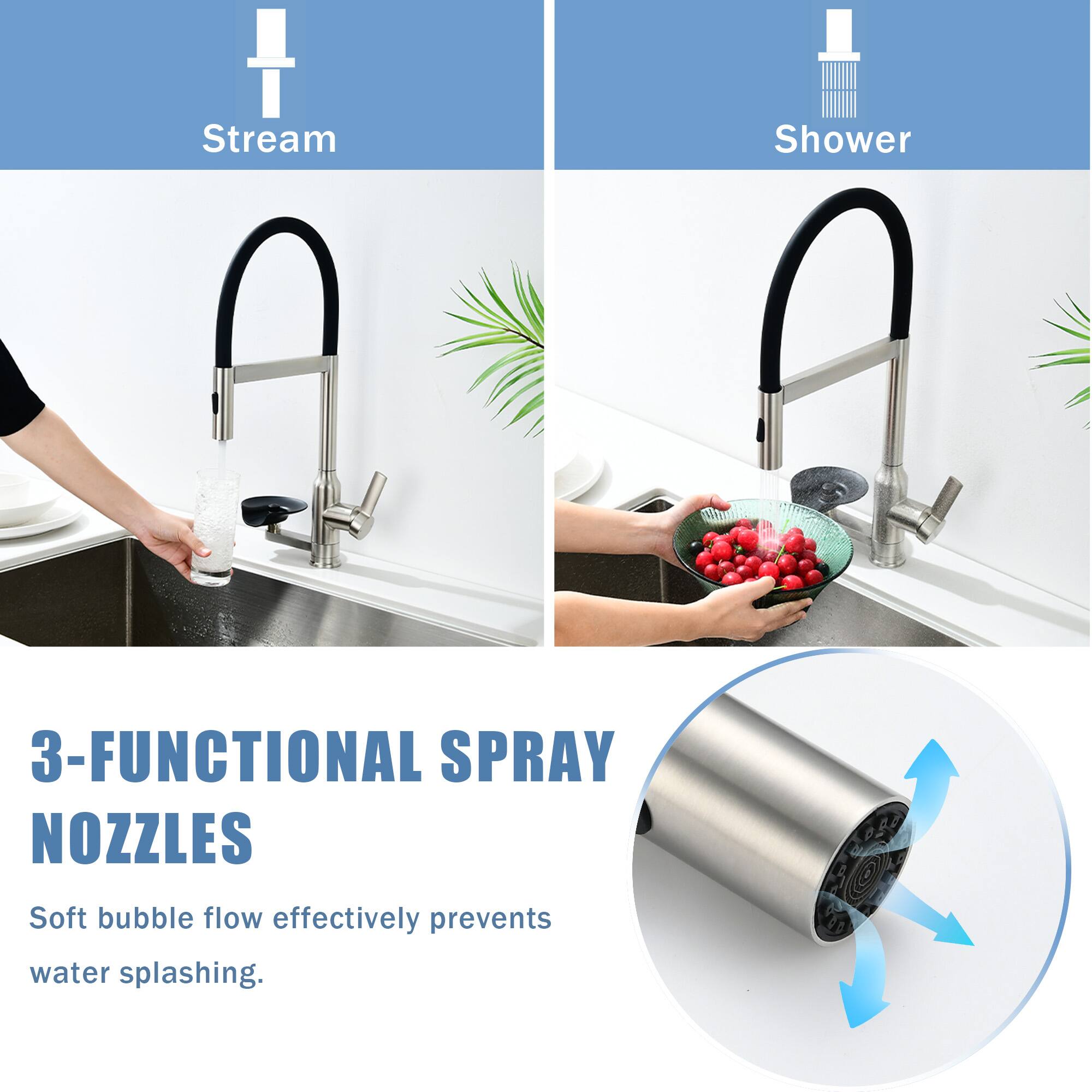 Boyel Living Kitchen Faucet with Magnetic Pull Out Sprayer 360 Degree ...