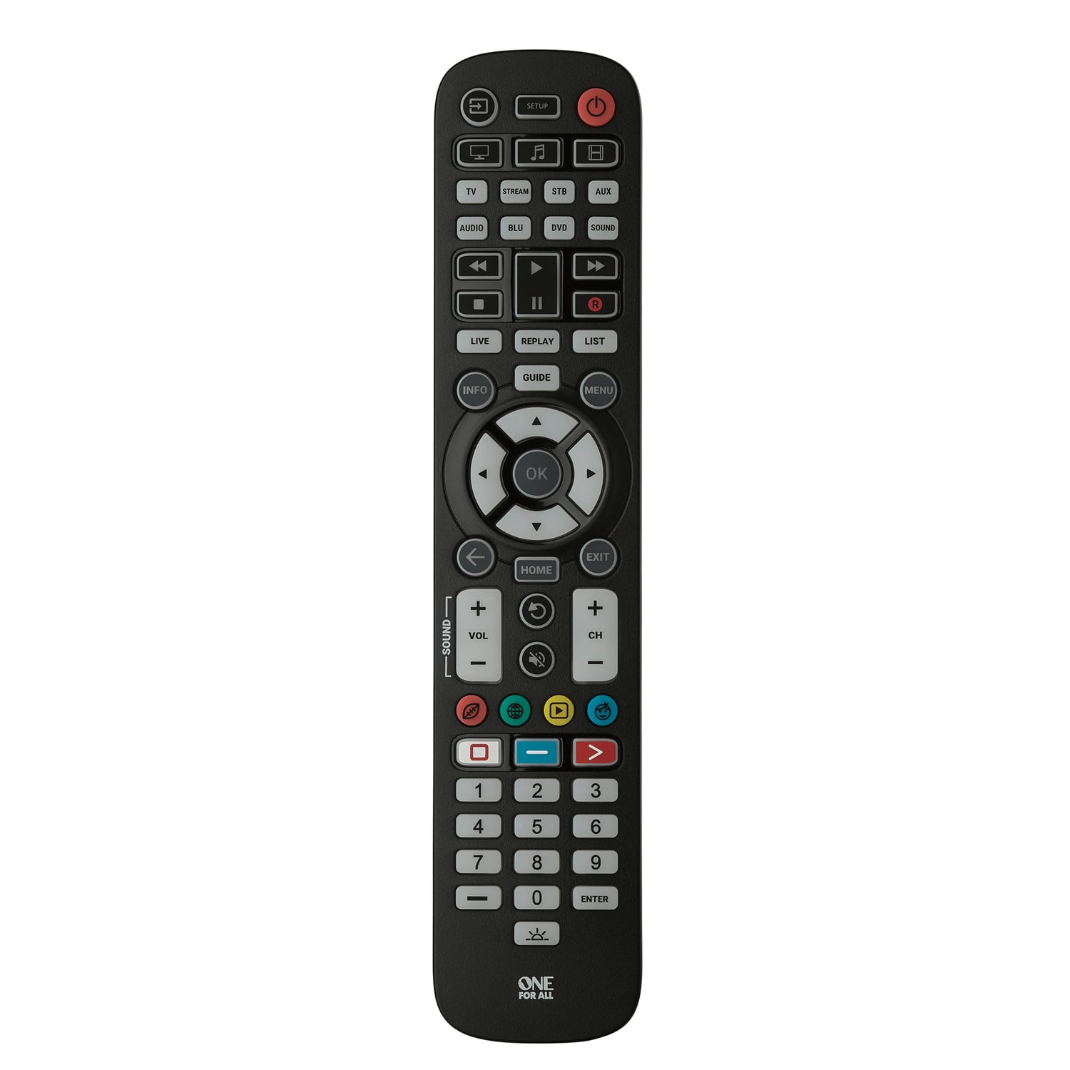 One for All - Urc3680 Essential 8-device Antimicrobial Backlit Universal Remote - Black