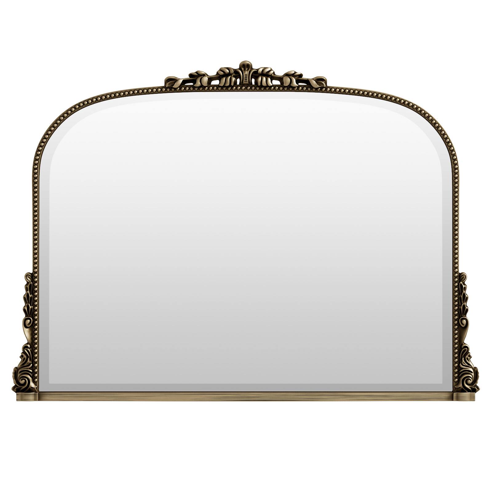Alt View 1. Easly - Antique Bronze 32 in. W x 44 in. H Carved Arched PU Frame Vanity Wall Mirror - Antique Bronze.
