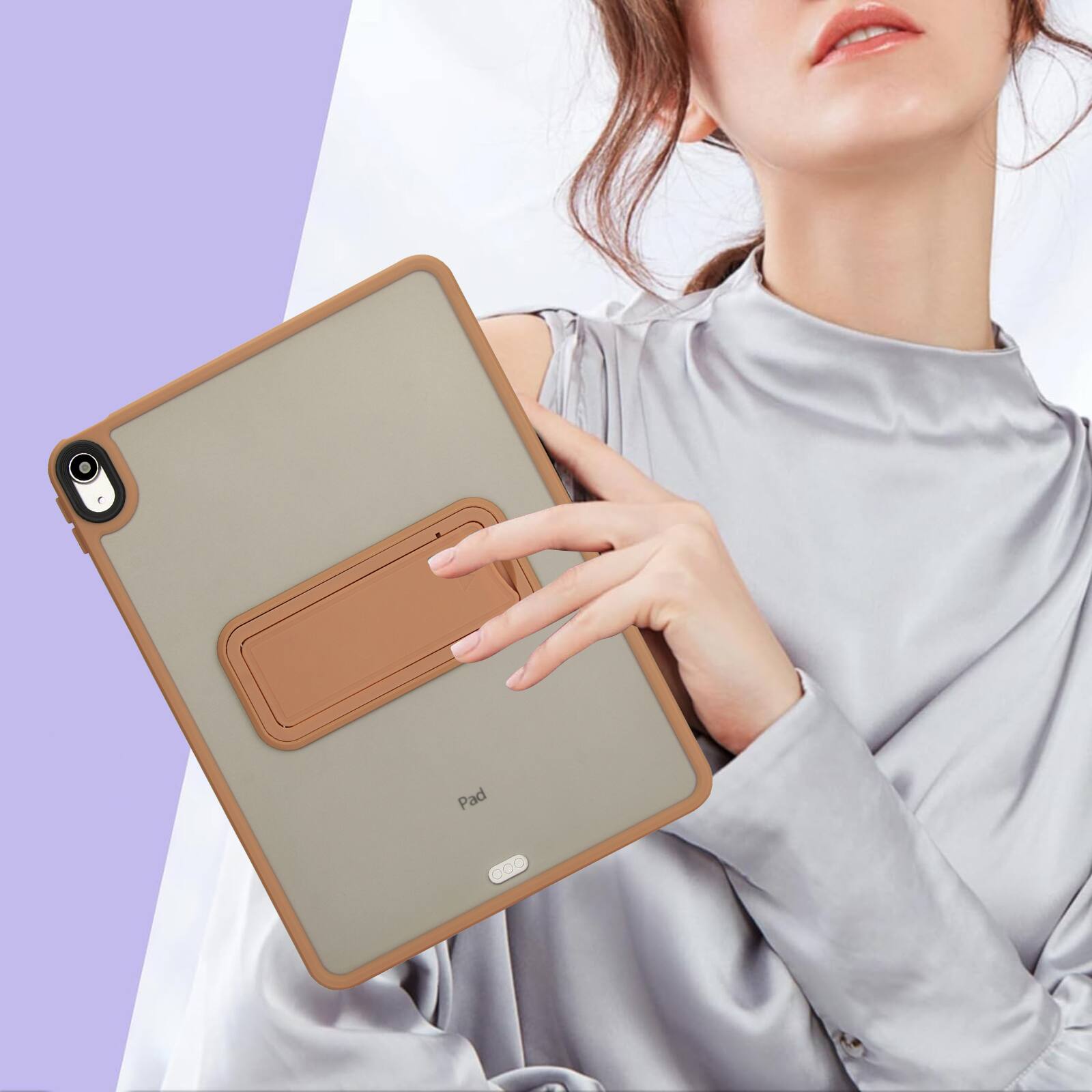 Alt View 3. UUCOVER - Case for iPad Air 13-inch M4 M3 M2 (2026/2025/2024), Shockproof TPU+PC Matte Case Kickstand Slim Protective Back Cover - Desertgold.