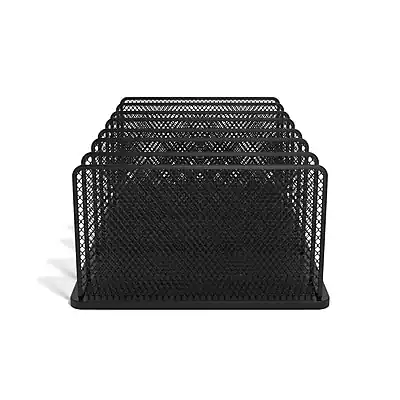 Front. TRU RED - TRU RED™ 7-Compartment Wire Mesh File Organizer, Matte Black (TR57552) - Matte Black.
