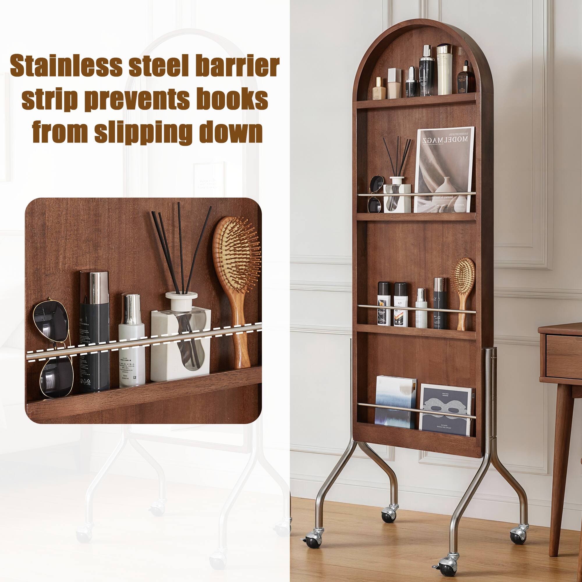 Stainless steel barrier strip prevents books from slipping down - MAGZ MODELMAG 2A