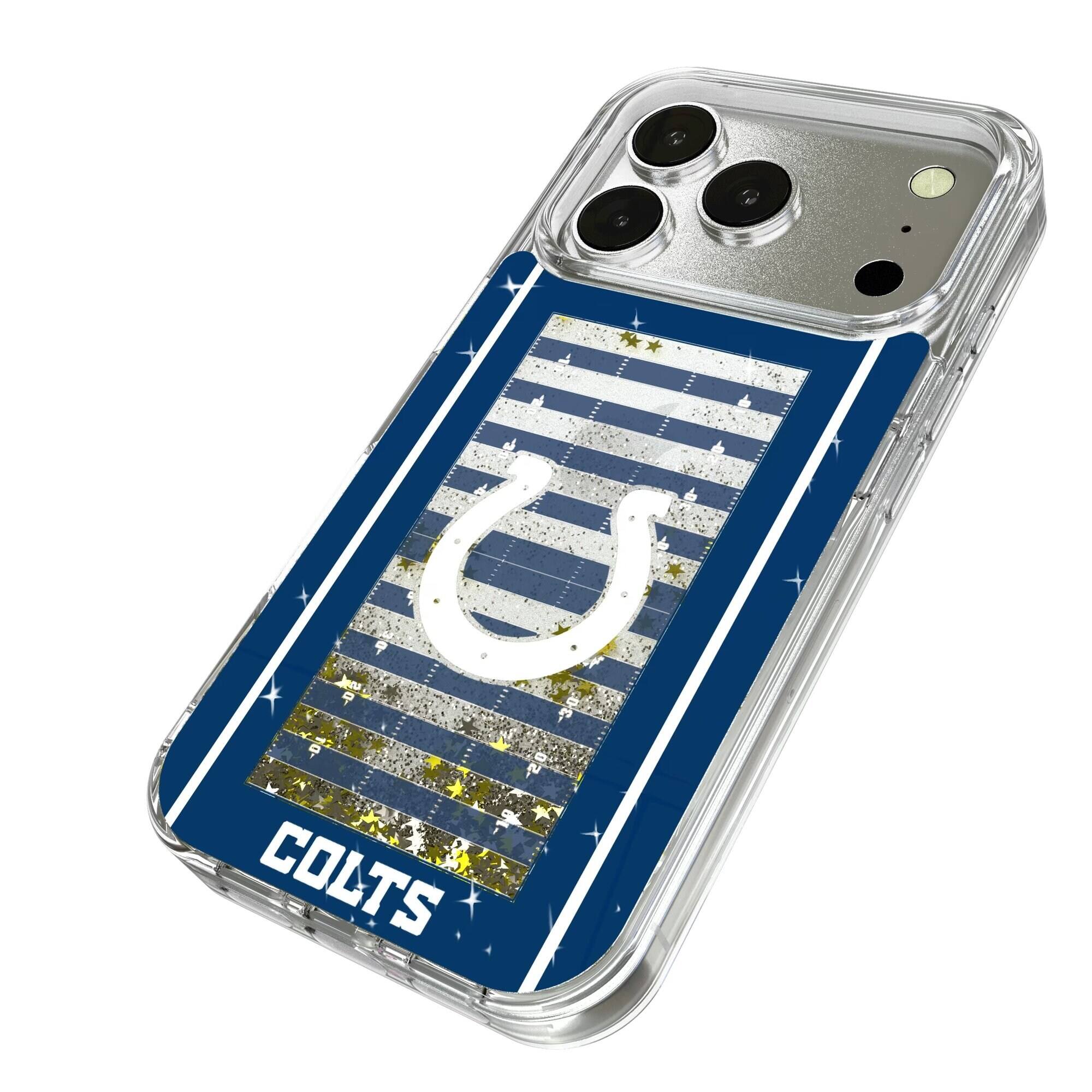 Alt View 1. Keyscaper - Indianapolis Colts iPhone Field Design Glitter Case - 15 Pro Max - Multicolor.