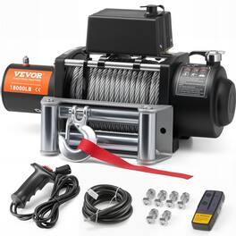 VEVOR - Electric Winch, 18,000 lb, 12V DC Truck Winch with Φ7/16 in x 85 ft Steel Cable Roller Fairlead, Remote Control - Black