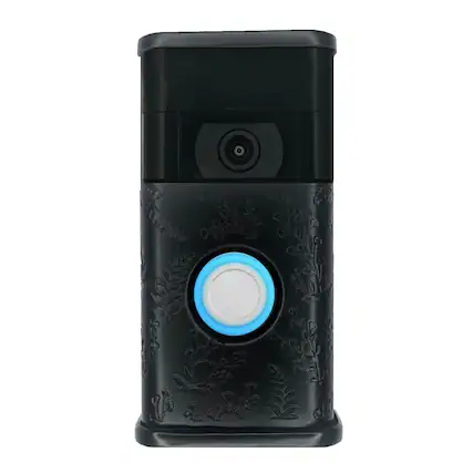Front. Michael Healy - Wildflower Video Doorbell Cover (Ring 2nd Gen) - Matte Black.