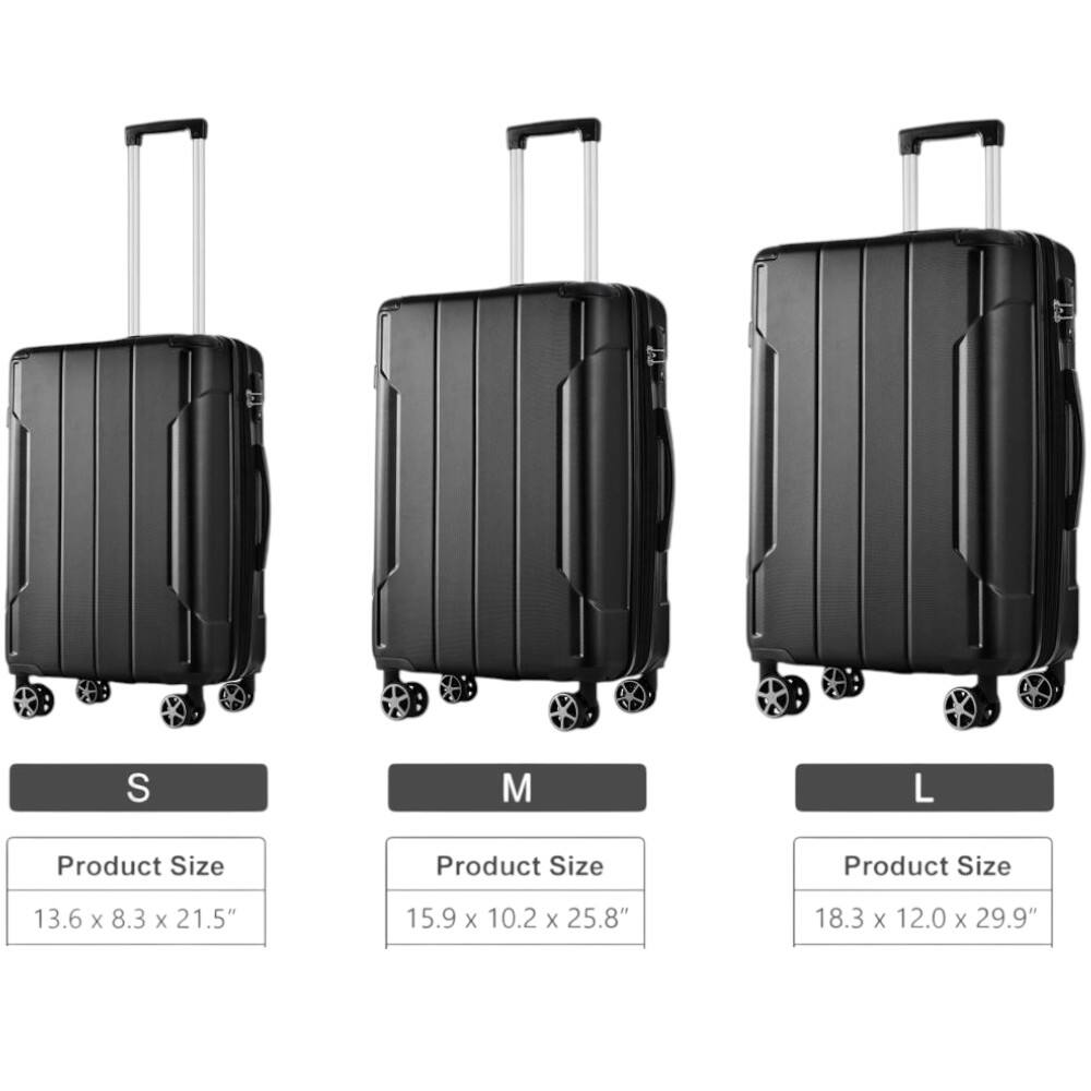 S  
Product Size  
13.6 x 8.3 x 21.5"

M  
Product Size  
15.9 x 10.2 x 25.8"

L  
Product Size  
18.3 x 12.0 x 29.9"