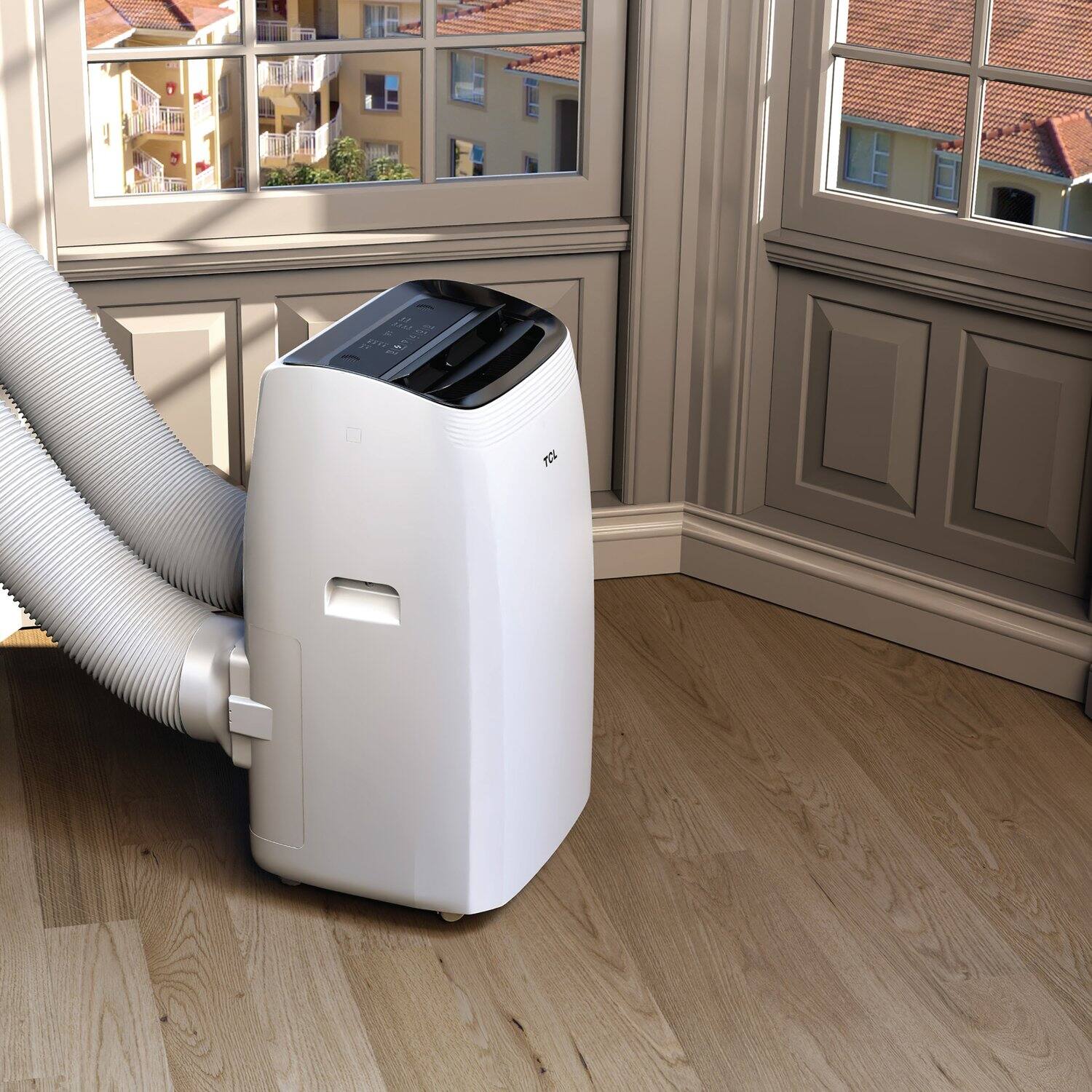 Alt View 1. TCL - 450 Sq. Ft. 10,000 BTU SACC Q-Series Smart Inverter Portable Air Conditioner with Supplemental Heater - White.