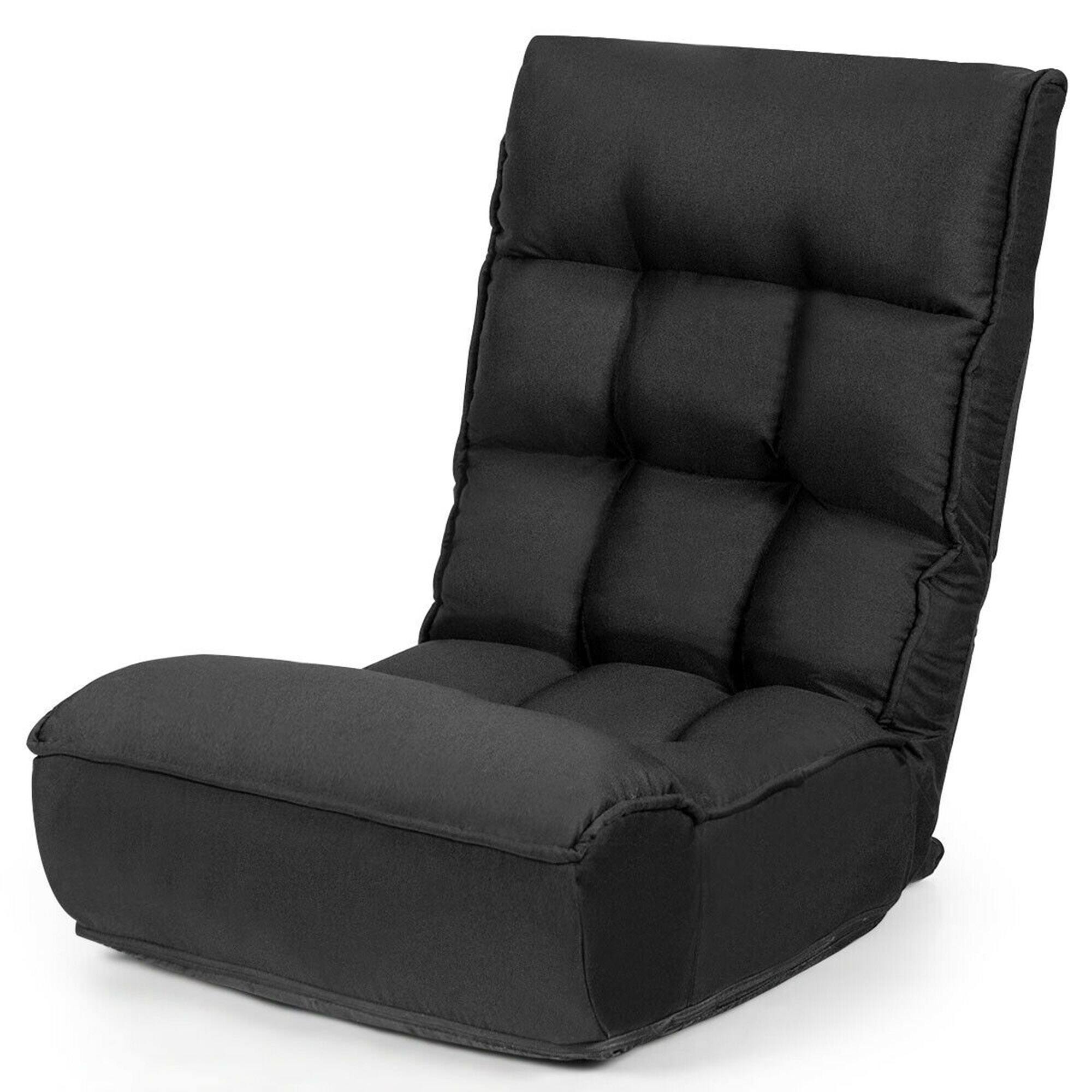 Alt View 3. Gymax - Gymax 4-Position Floor Chair Folding Lazy Sofa w/Adjustable Backrest & Headrest Black - Black.