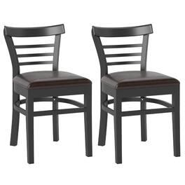 Gymax - Modern Dining Chair Set of 2 Upholstered Kitchen Chair w/Rubber Wood Legs - Black
