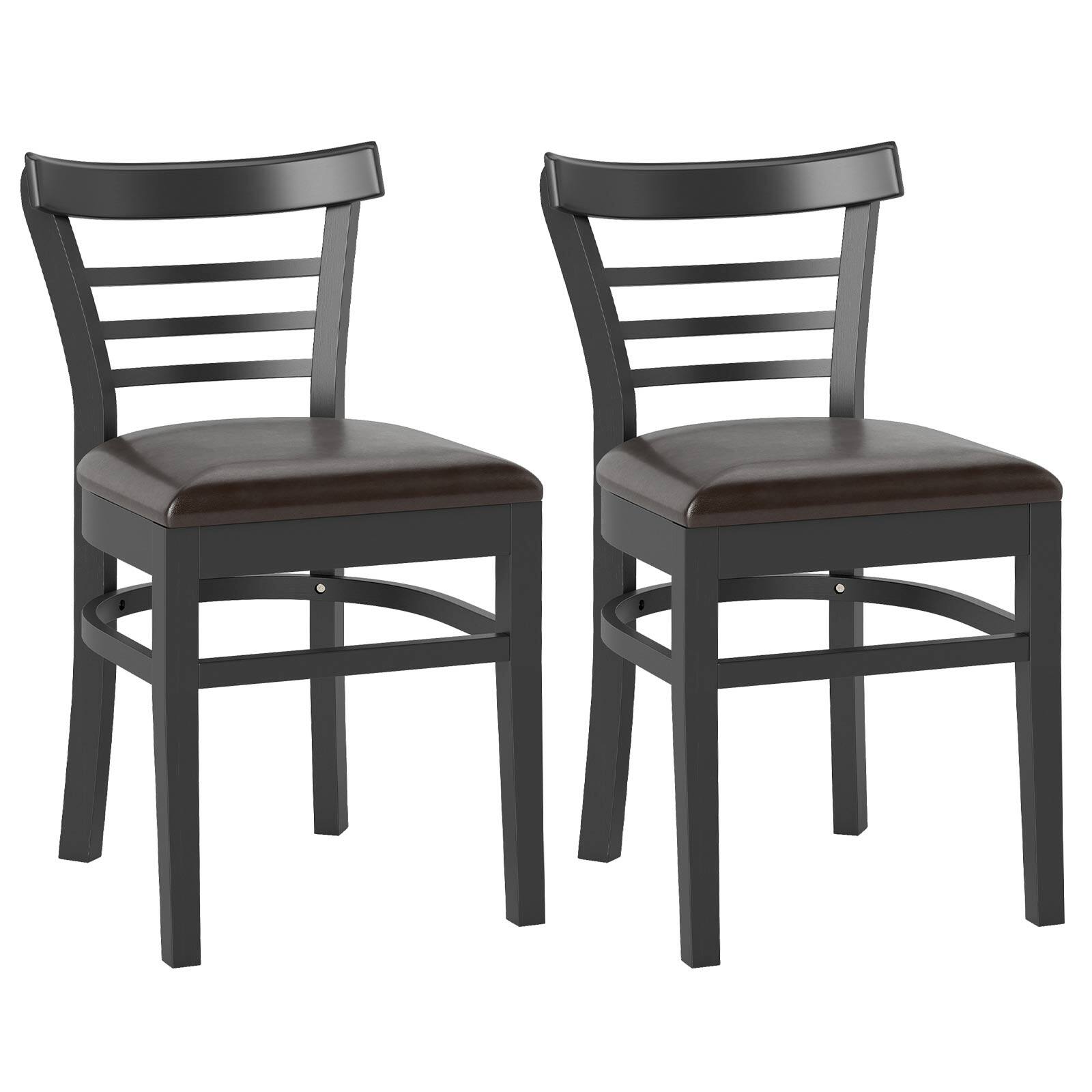 Alt View 9. Gymax - Gymax Modern Dining Chair Set of 4 Upholstered Kitchen Chair w/Rubber Wood Legs Black - Black.
