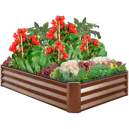 Best Choice Products - 6x3x1ft Outdoor Metal Raised Garden Bed for Vegetables, Flowers, Herbs, Plants - Wood Grain