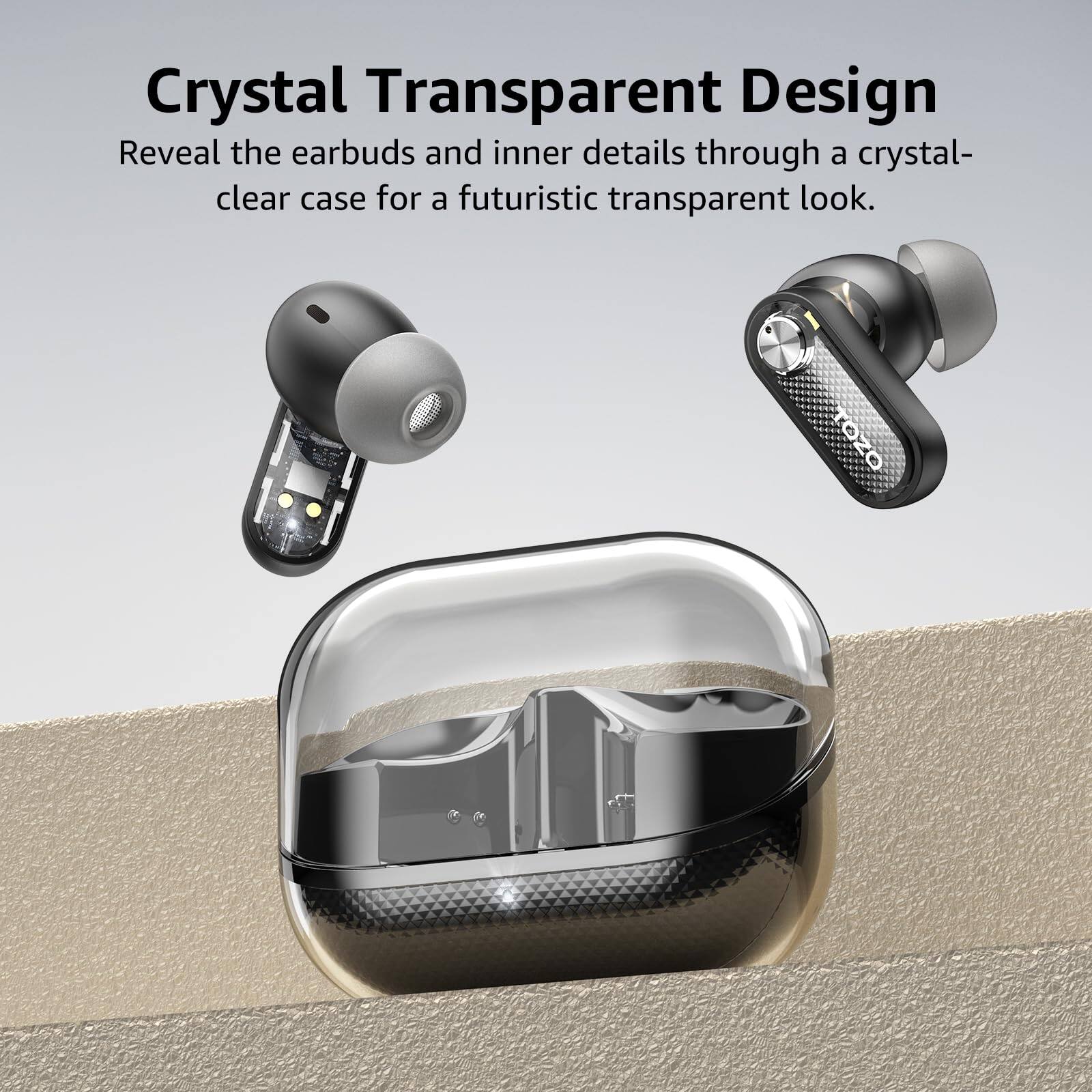 Crystal Transparent Design  
Reveal the earbuds and inner details through a crystal-clear case for a futuristic transparent look.