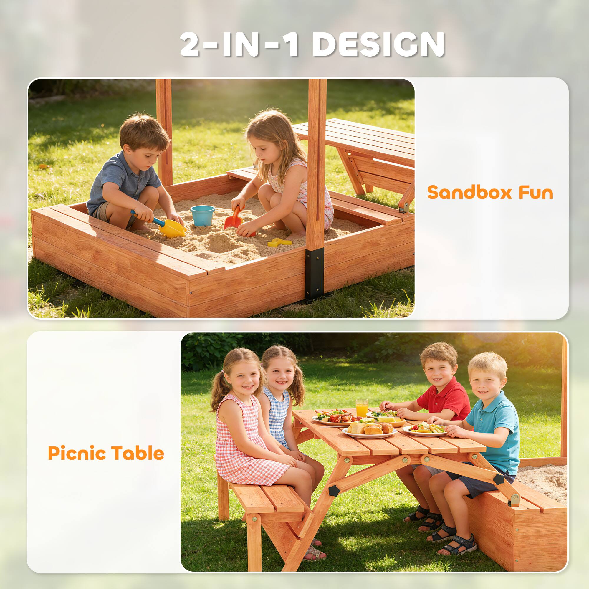 2-IN-1 DESIGN

Sandbox Fun

Picnic Table