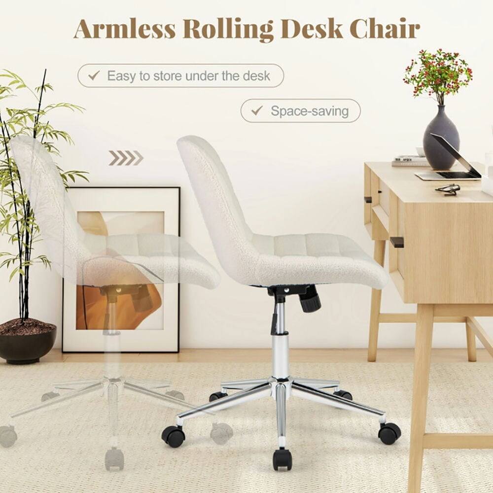 Armless Rolling Desk Chair

- Easy to store under the desk
- Space-saving