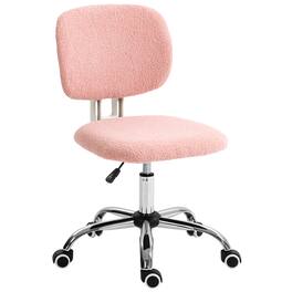 Vinsetto - Armless Teddy Fleece Desk Chair with Adjustable Height, Swivel - Pink