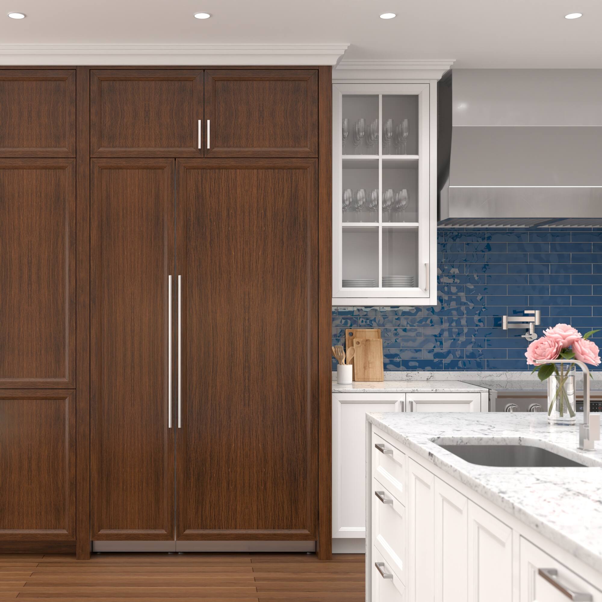 Left. Koolmore - Panel Ready Column Refrigerator and Freezer, 30" Refrigerator and 18" Freezer - White.