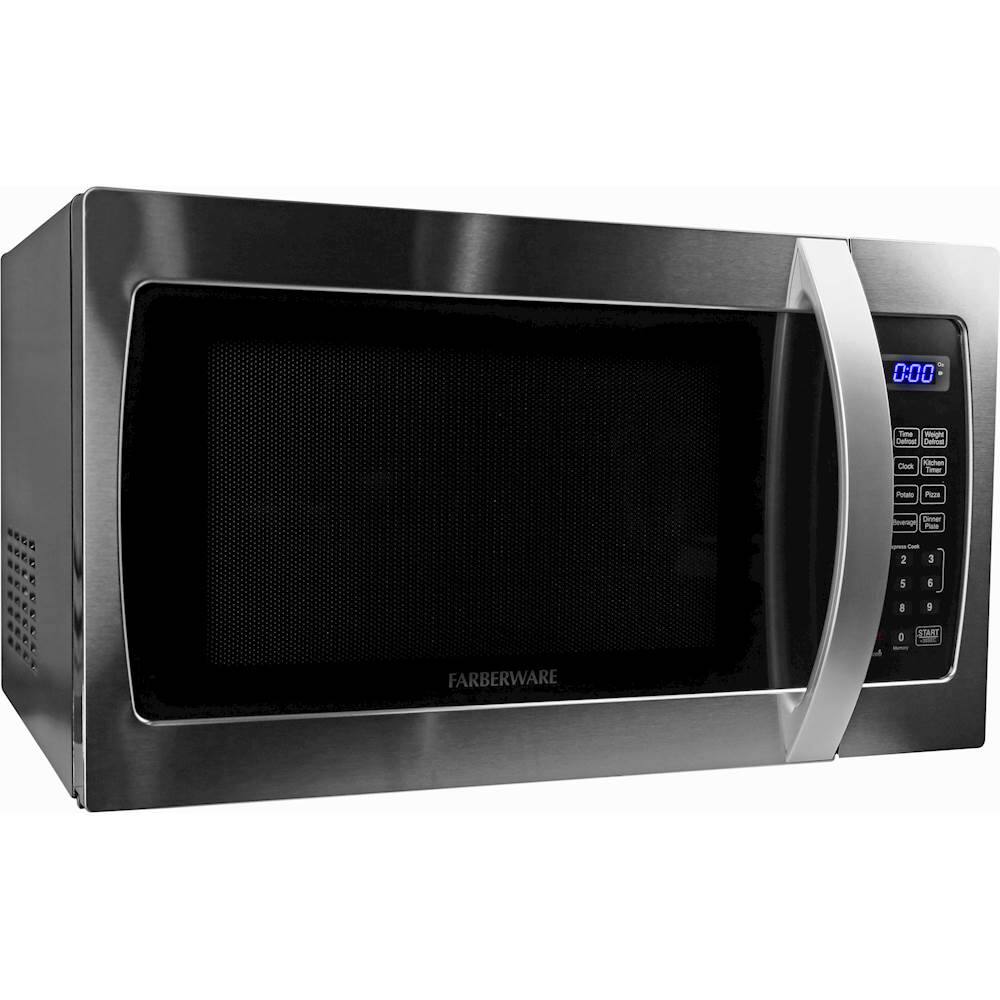 Angle. Farberware - Professional 1.3 Cu. Ft. Mid-Size Microwave - Stainless steel.