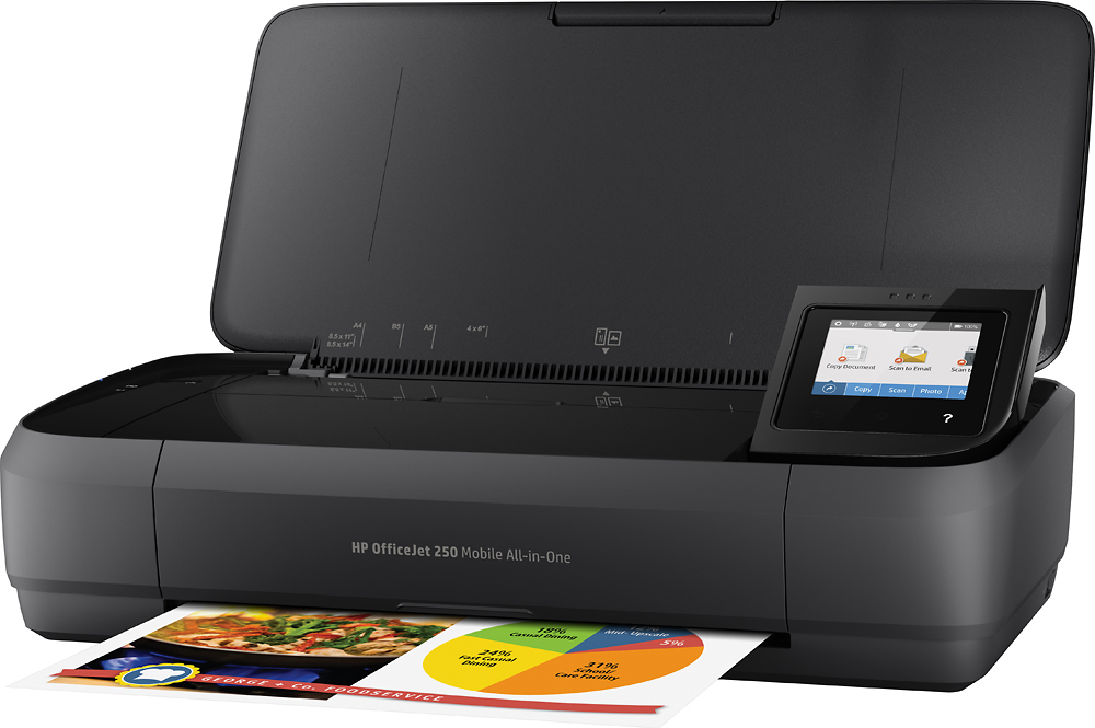 Left View: HP - OfficeJet 250 Mobile Wireless All-In-One Inkjet Printer - Black