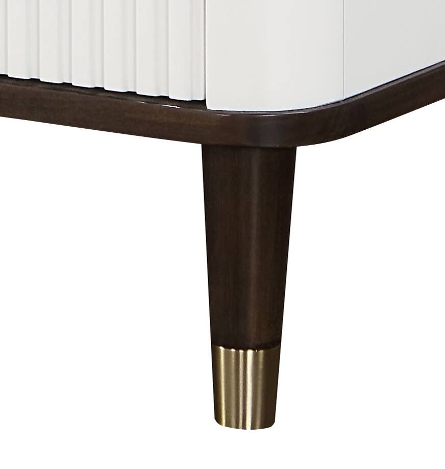 Alt View 6. Tiramisubest - White & Walnut Night Stand with USB Port and Smooth-Glide Drawer - White.