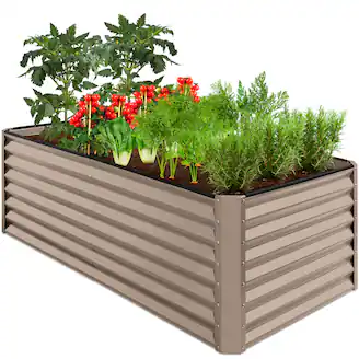 Best Choice Products 6x3x2ft Outdoor Metal Raised Garden Bed for Vegetables Flowers Herbs - Taupe