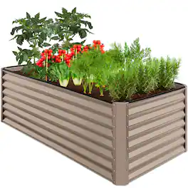 Best Choice Products - 6x3x2ft Outdoor Metal Raised Garden Bed for Vegetables Flowers Herbs - Taupe