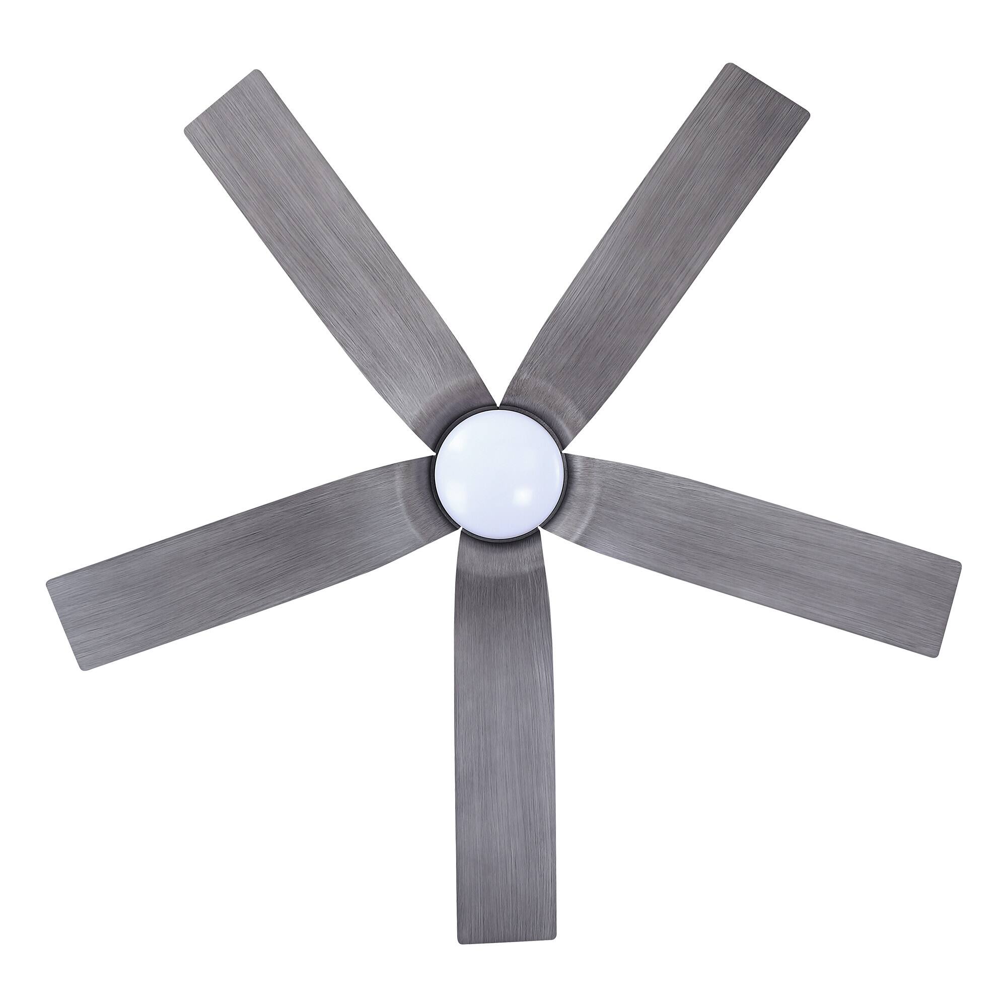 Alt View 6. Parrot Uncle - 56" Modern Brushed Bronze LED Ceiling Fan with Remote, 5 Grey Woodgrain ABS Blades, Reversible DC Motor - Brushed Bronze.