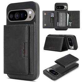 Dteck - Wallet Case for Google Pixel 11 Pro Compatible with MagSafe Accessory Detachable Magnetic Card PU Leather Stand Cover - Black