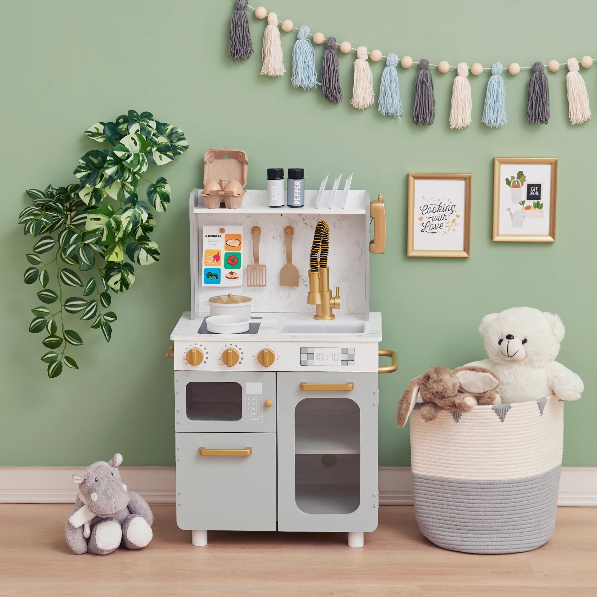 Teamson Kids - Little Chef Memphis Play Kitchen, Gray/Gold