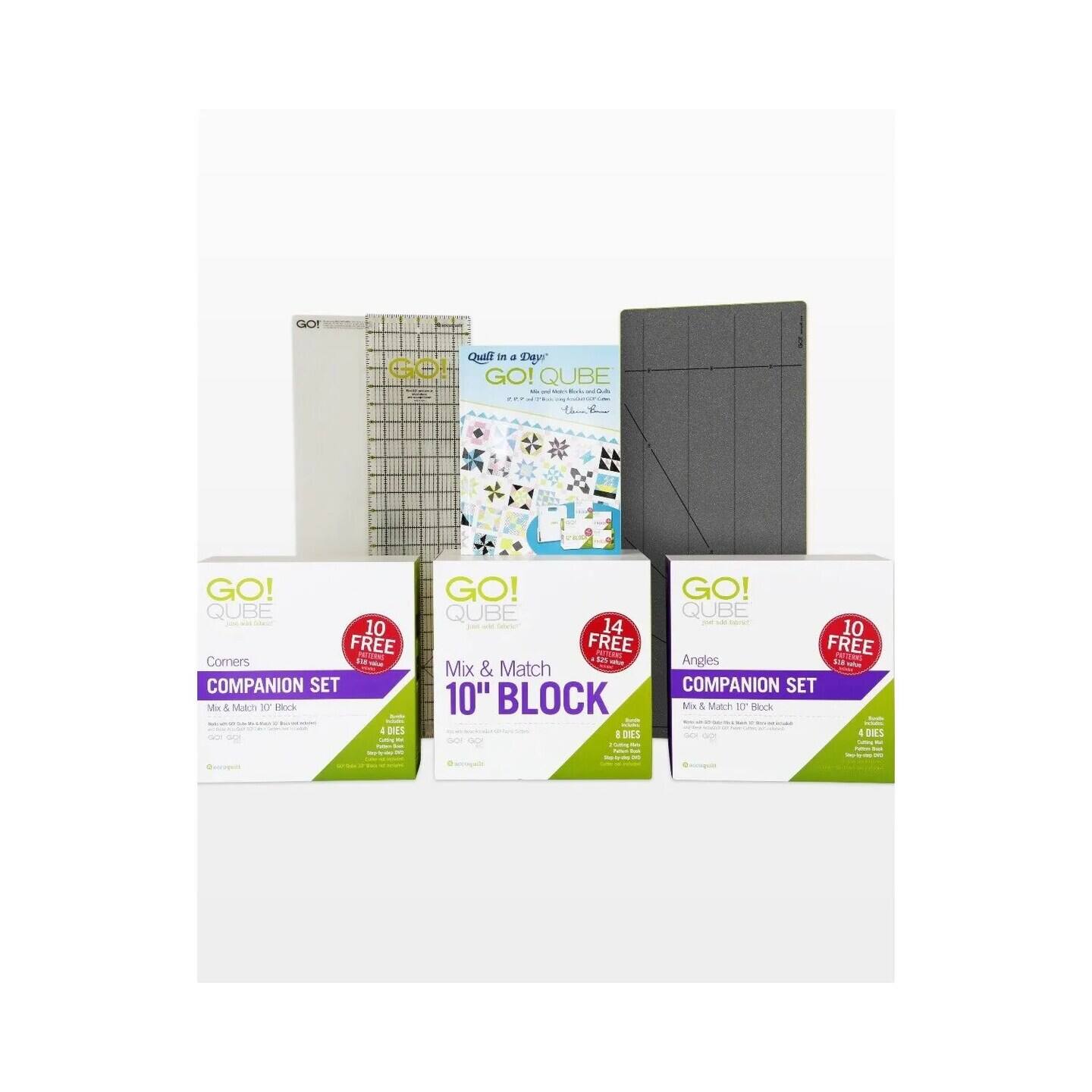 GO! QUBE - Quilt in a Day
GO! QUBE - 10" Block
GO! QUBE - Mix & Match 10" Block
GO! QUBE - Angles

GO! QUBE - Corners Companion Set
GO! QUBE - Mix & Match 10" Block Companion Set
GO! QUBE - Angles Companion Set